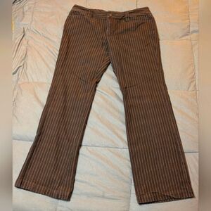 RARE Vintage Y2K Free People Herringbone Trouser Pant Brown Pinstripe Cotton